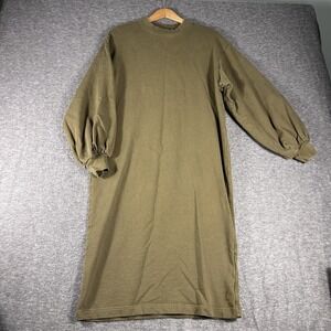 Envii Olive Green Balloon Long Sleeve Sweatshirt Dress Minimalist Gorpcore XS/S